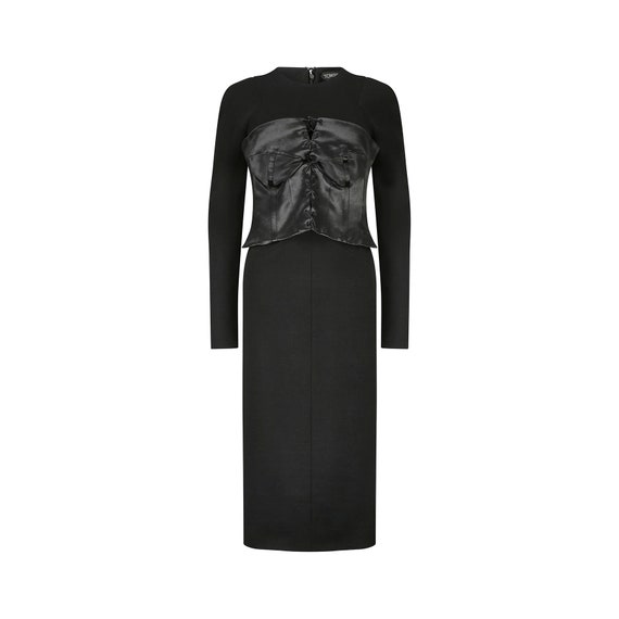 Tom Ford, 2011 Tom Ford Black Jersey Wool and Satin Corset Dress