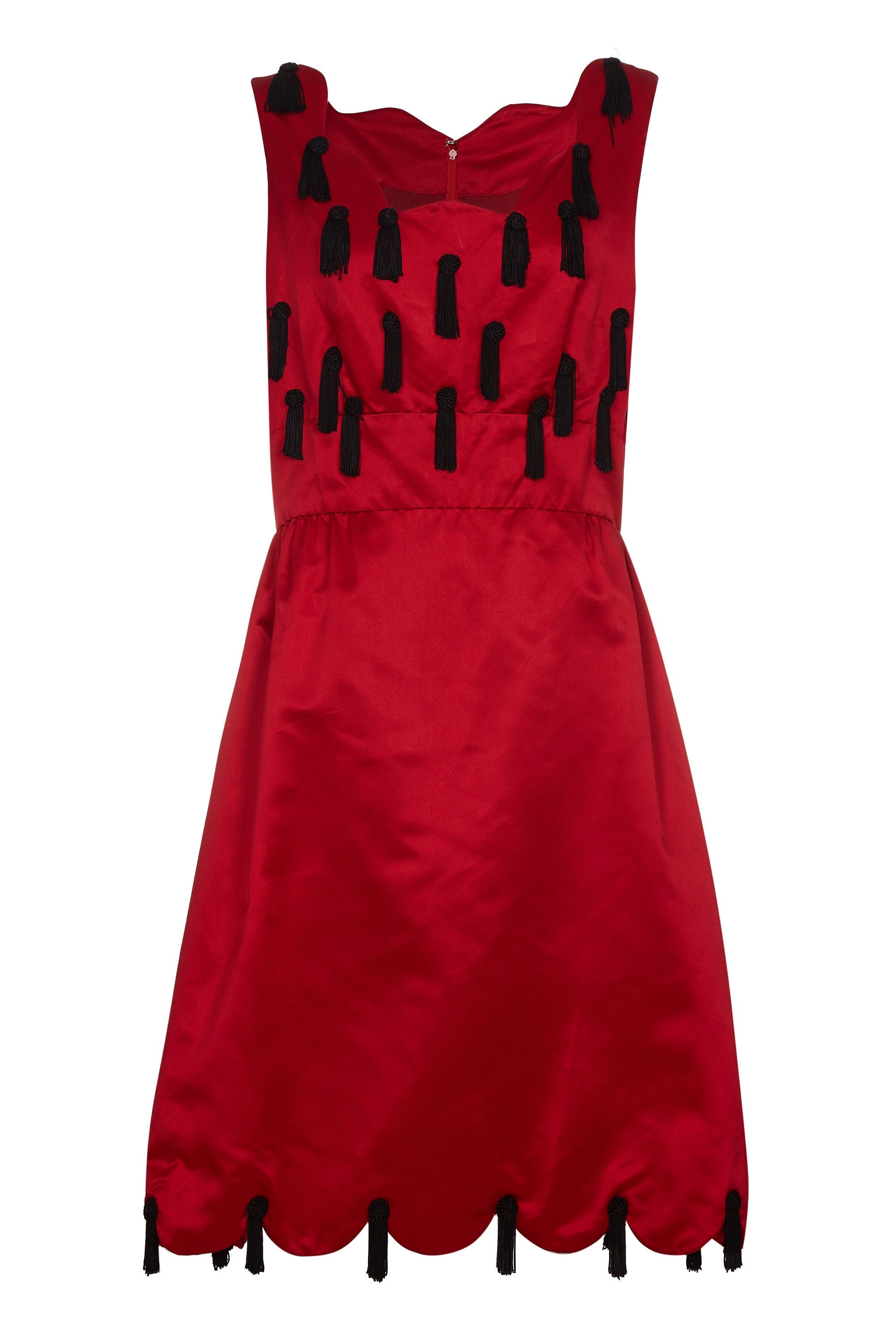 1970 Jo Copeland For Lisa Meril Red Silk Tassel Dress Uk Size Etsy