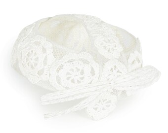 1960s Italian White Raffia Bridal Cap