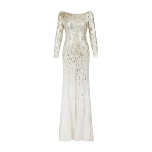 2010s Jenny Packham White and Gold Palette Sequin Maxi Dress - Etsy