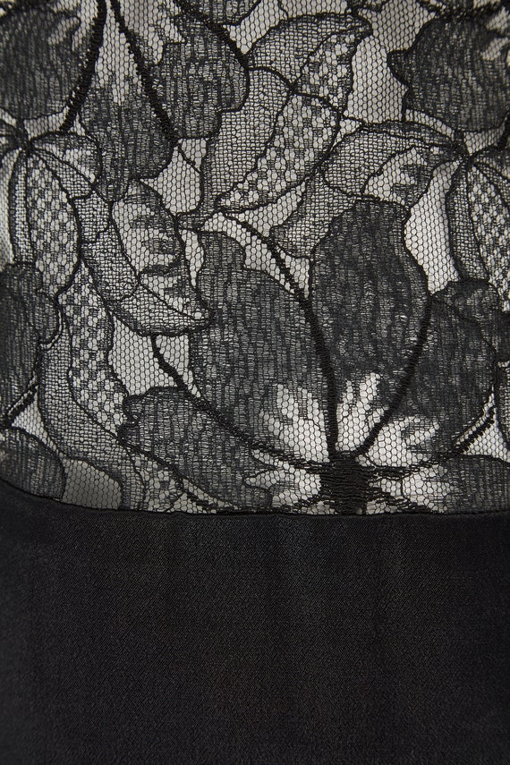 1960s Gerald McCann Black Satin and Floral Lace Cutou… - Gem