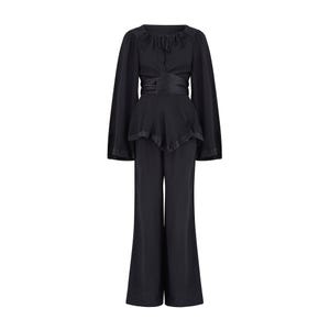 1970s Ossie Clark Black Moss Crepe Trouser Suit