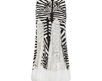 2005 John Galliano Zebra and Newspaper Print Silk Skirt - Etsy