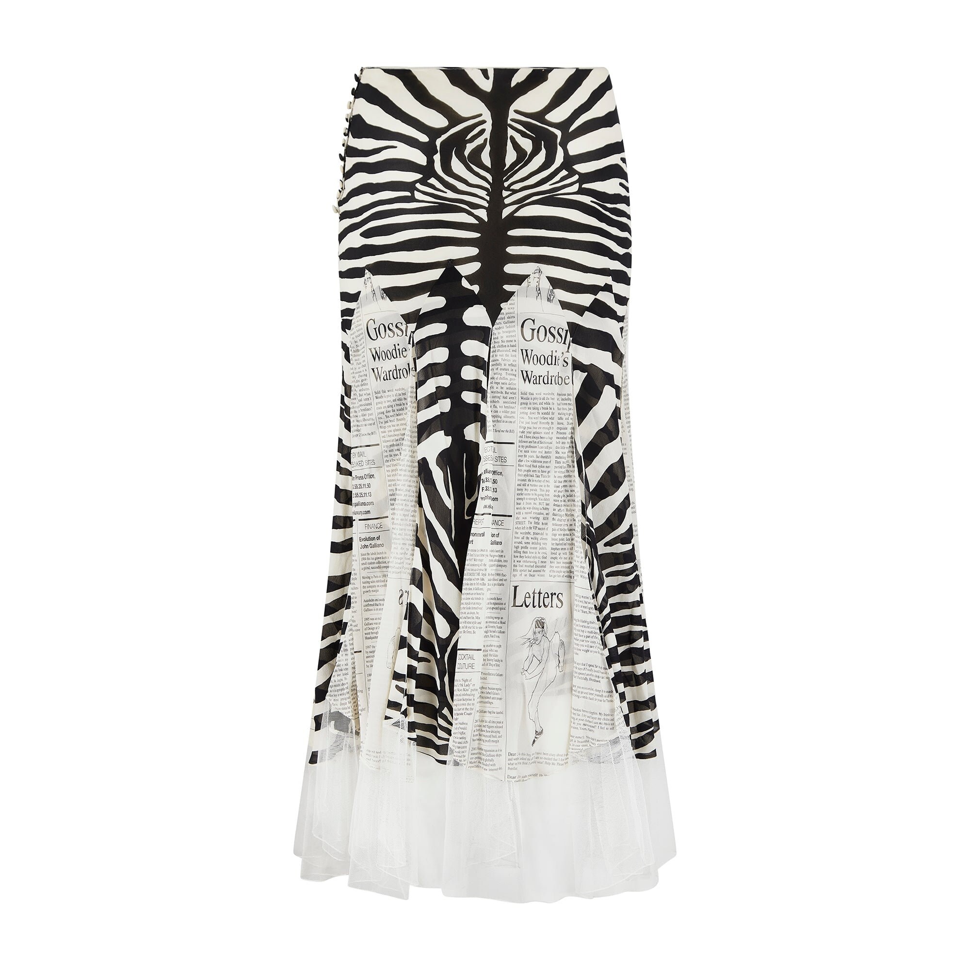 2005 John Galliano Zebra and Newspaper Print Silk Skirt - Etsy