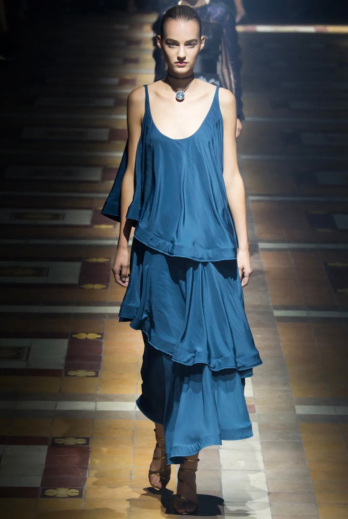 2015 Lanvin by Alber Elbaz Teal Tiered Maxi Dress - Etsy