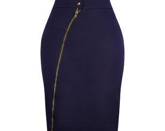 1986 Alaïa Documented Indigo Cotton Pencil Skirt With Zip - Etsy