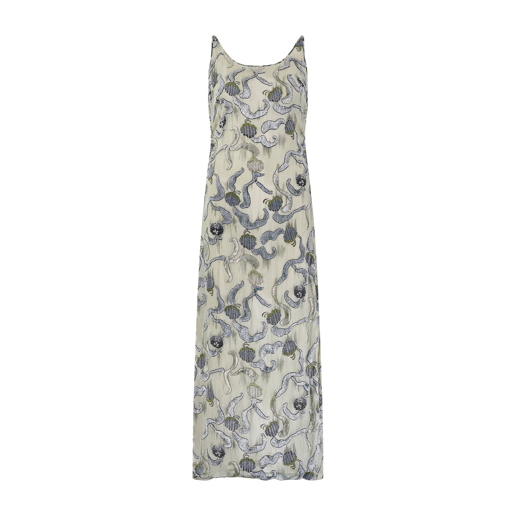 S/S 1998 Runway Giorgio Armani Beaded Chinoiserie Slip Dress