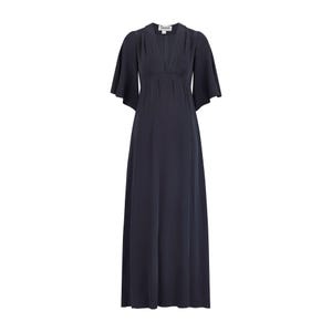 1970s Ossie Clark for Quorum Black Angel Sleeve Maxi Dress