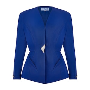 1990s Thierry Mugler Couture Blue Wool Jacket