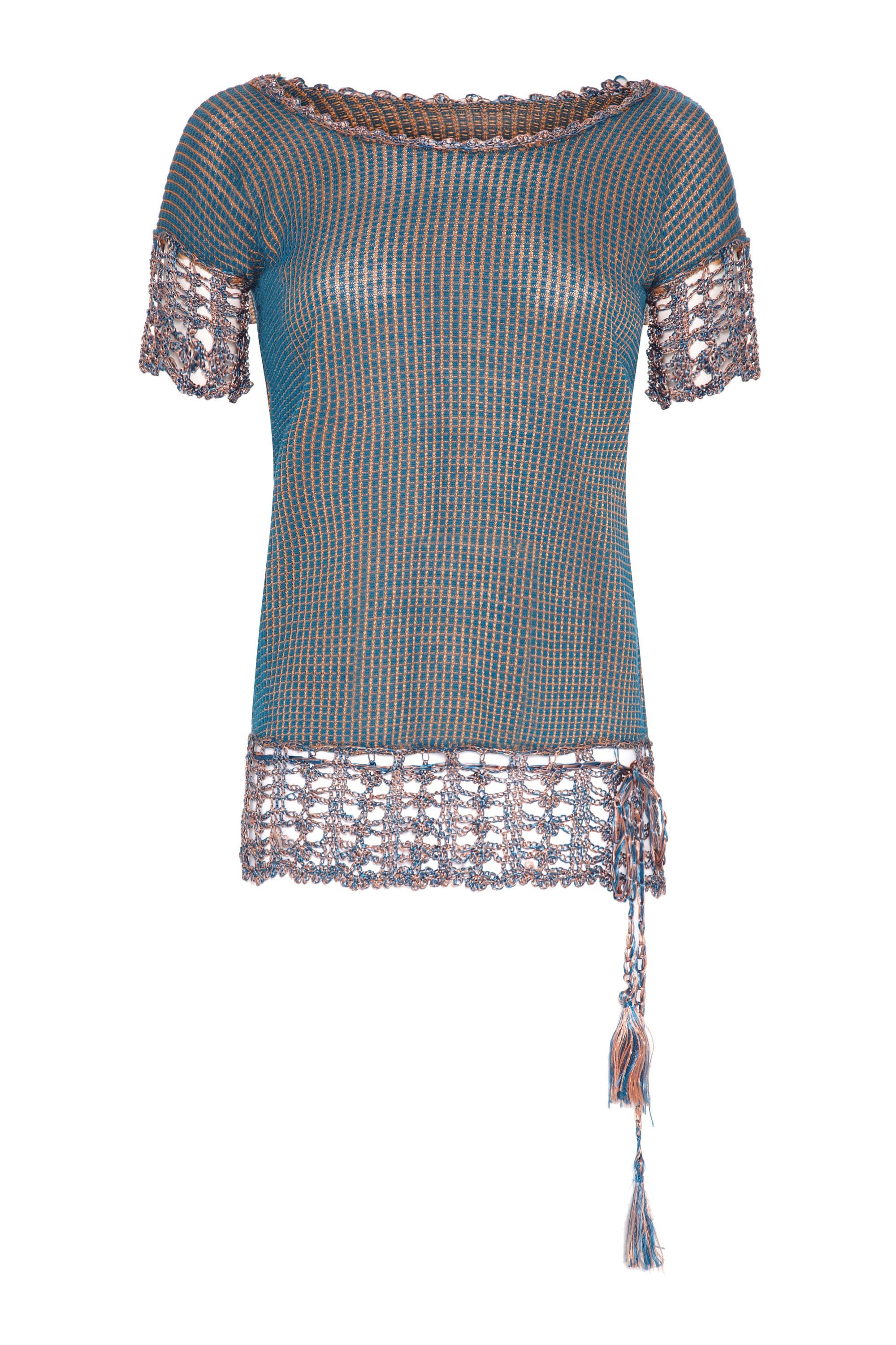 Image of S Knitted Blue Check Top Size