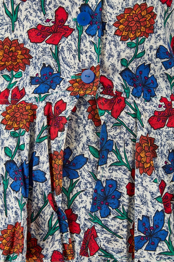 1980s Jean Muir Floral Cotton Peplum Skirt Suit - image 4