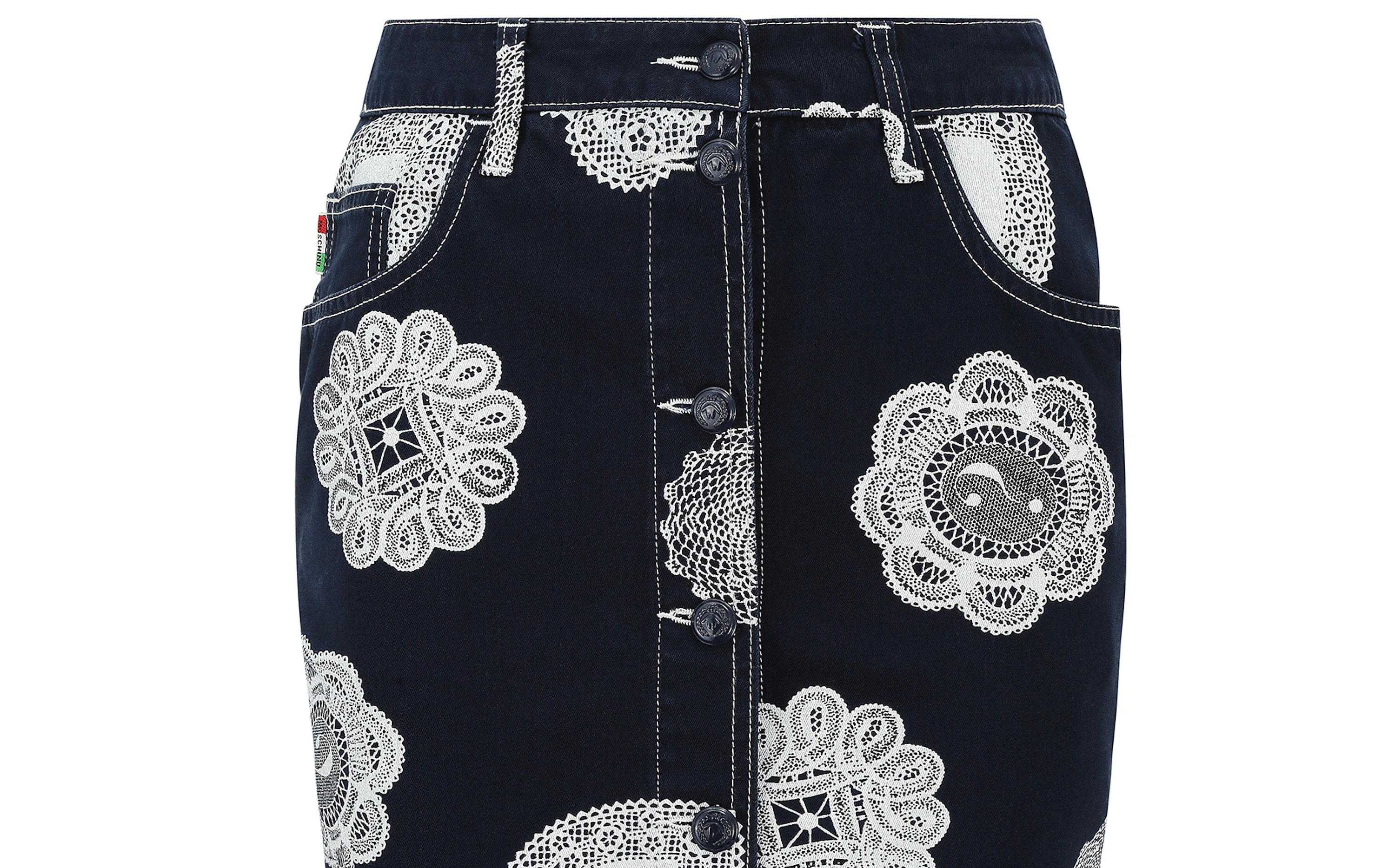 1990s Moschino Denim and Doily Novelty Print Mini Skirt - Etsy