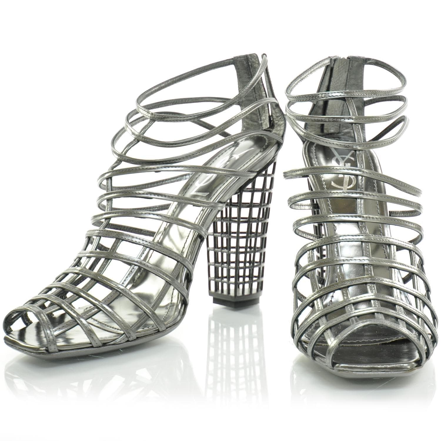 Runway Documented Saint Laurent Silver Leather Cage Boots - Etsy