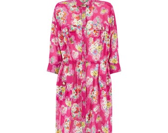2000s D&G Pink Floral Cotton Shirt Dress
