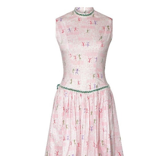 1950s Dancing Man Novelty Print Dress - image 5