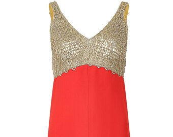 1970s Loris Azzaro Gold Chain and Red Crepe Maxi Dress - Etsy