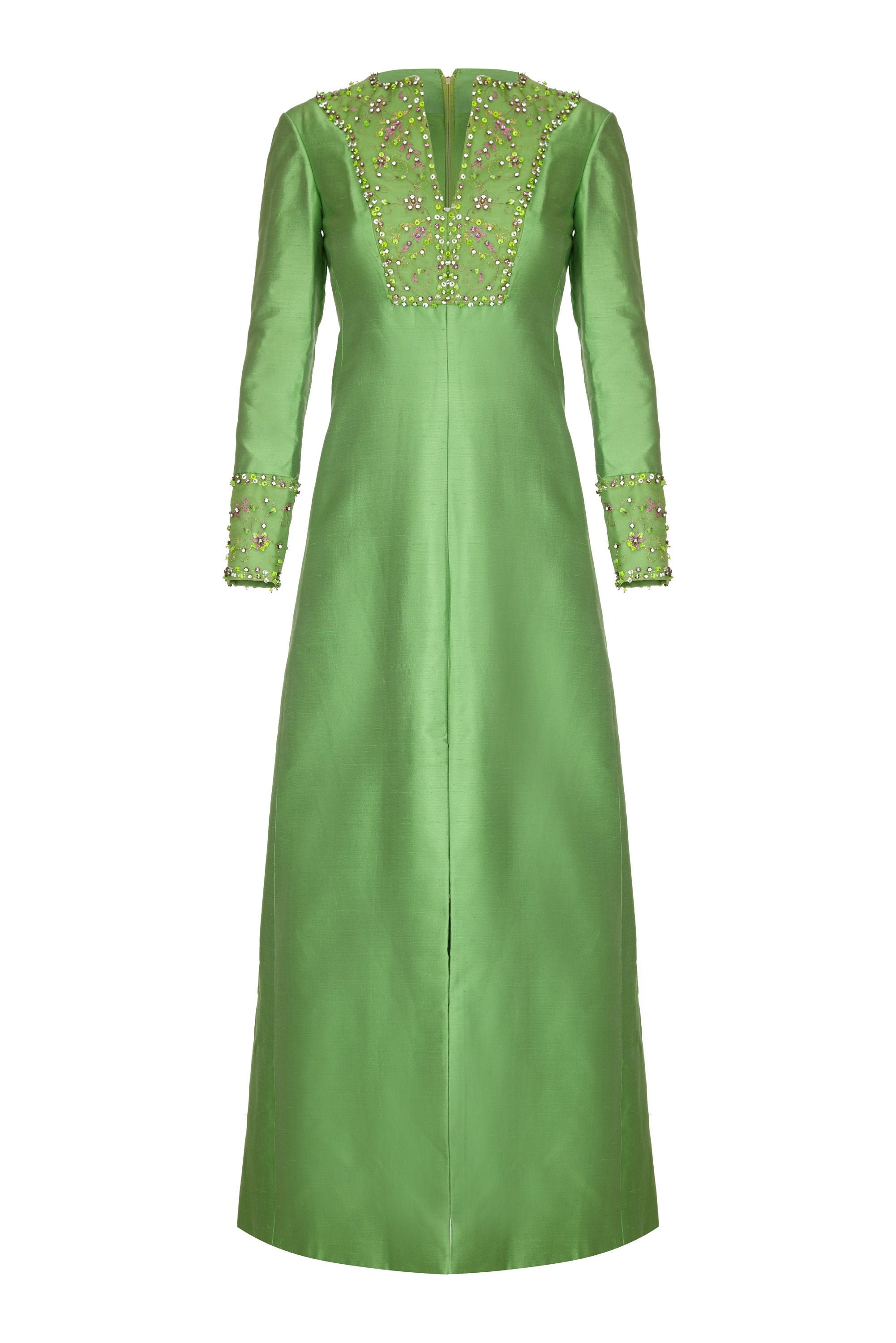 1960s Emerald Green Silk Gino Charles Beaded Rhinestone Dress - Etsy UK