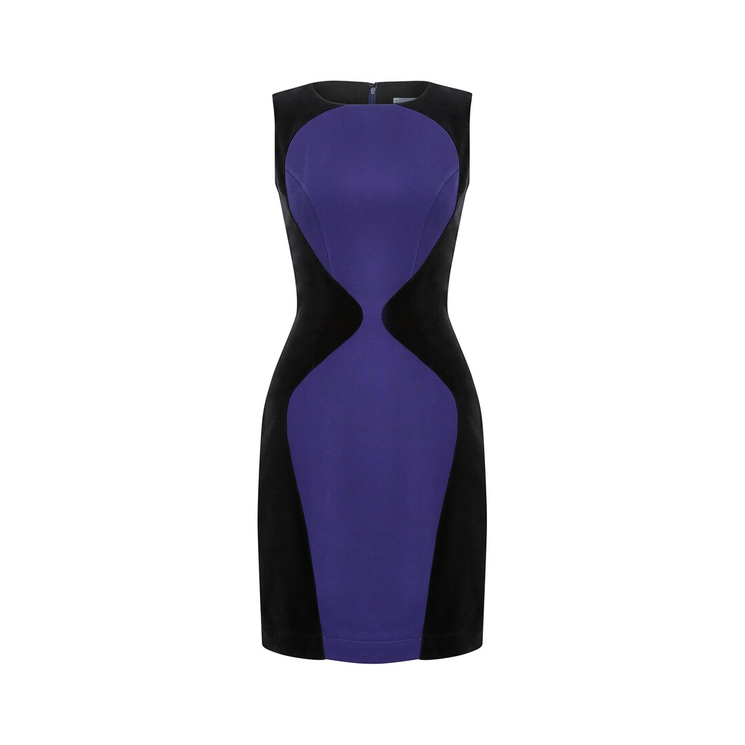 1990s Thierry Mugler Indigo and Black Velvet Dress - Etsy