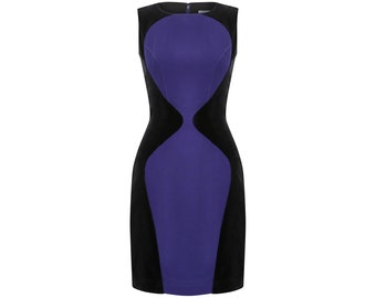 1990s Thierry Mugler Indigo and Black Velvet Dress