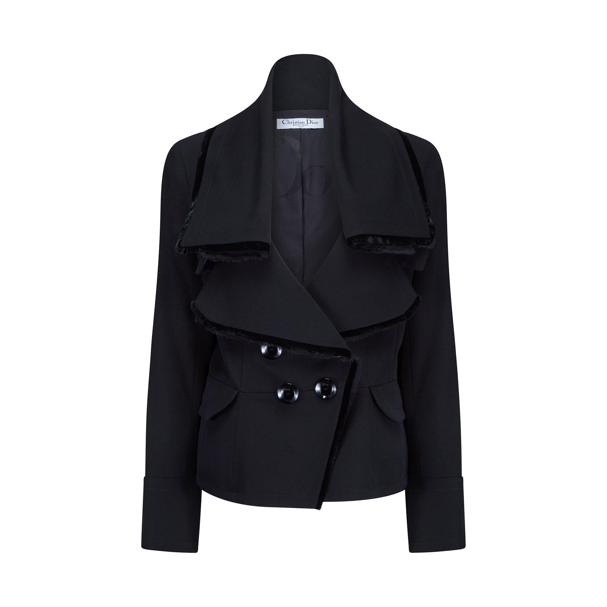 2005 Christian Dior Black Waterfall Double-breasted Jacket With