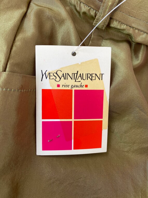 1990s Yves Saint Laurent Irridescent Green Silk T… - image 9
