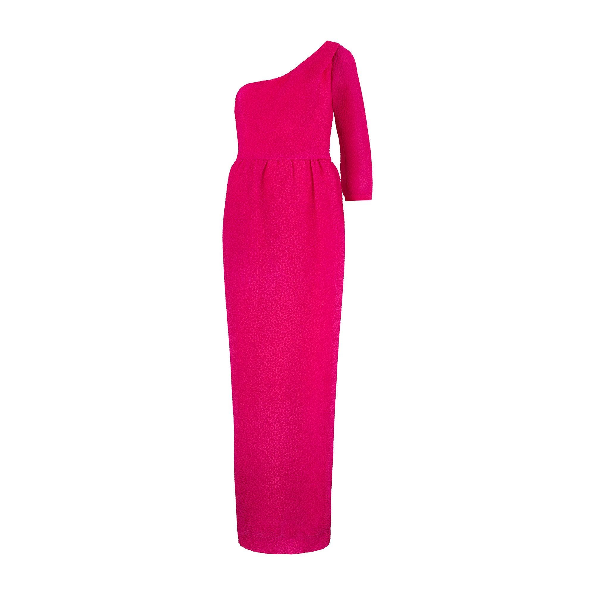 1980s Wim Hemmink Fuchsia One-shoulder Dress With Wrap-around Sleeve - Etsy