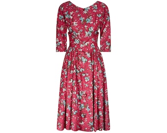 50er Jahre Melbray Floral Print Baumwollkleid