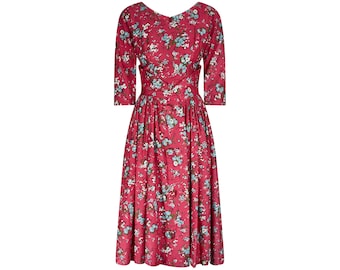 1950s Melbray Floral Print Cotton Dress