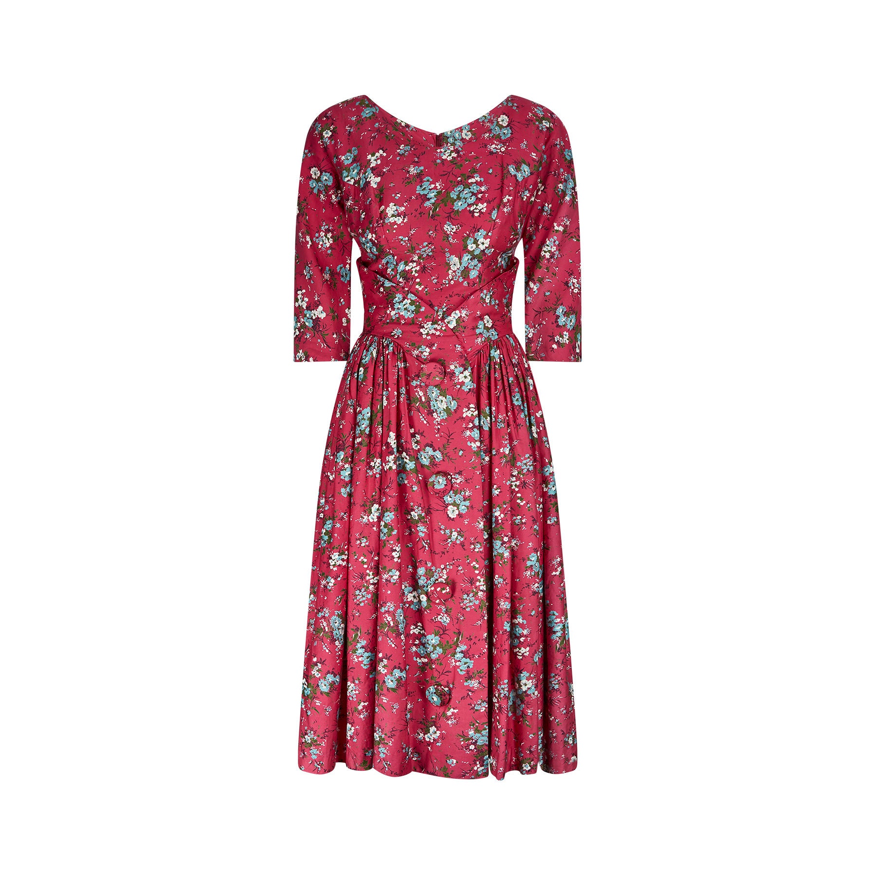 50er Jahre Melbray Floral Print Baumwollkleid
