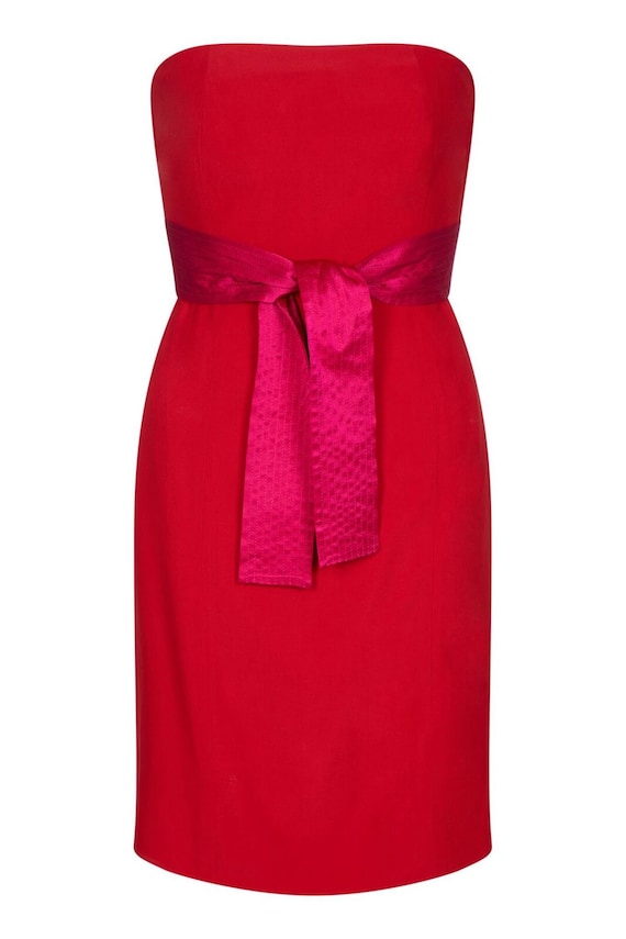 1980s Gianfranco Ferre Red Cocktail Dress With Pi… - image 1