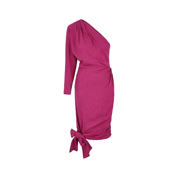 1987 Yves Saint Laurent Pink Silk Asymmetric Dres… - image 1
