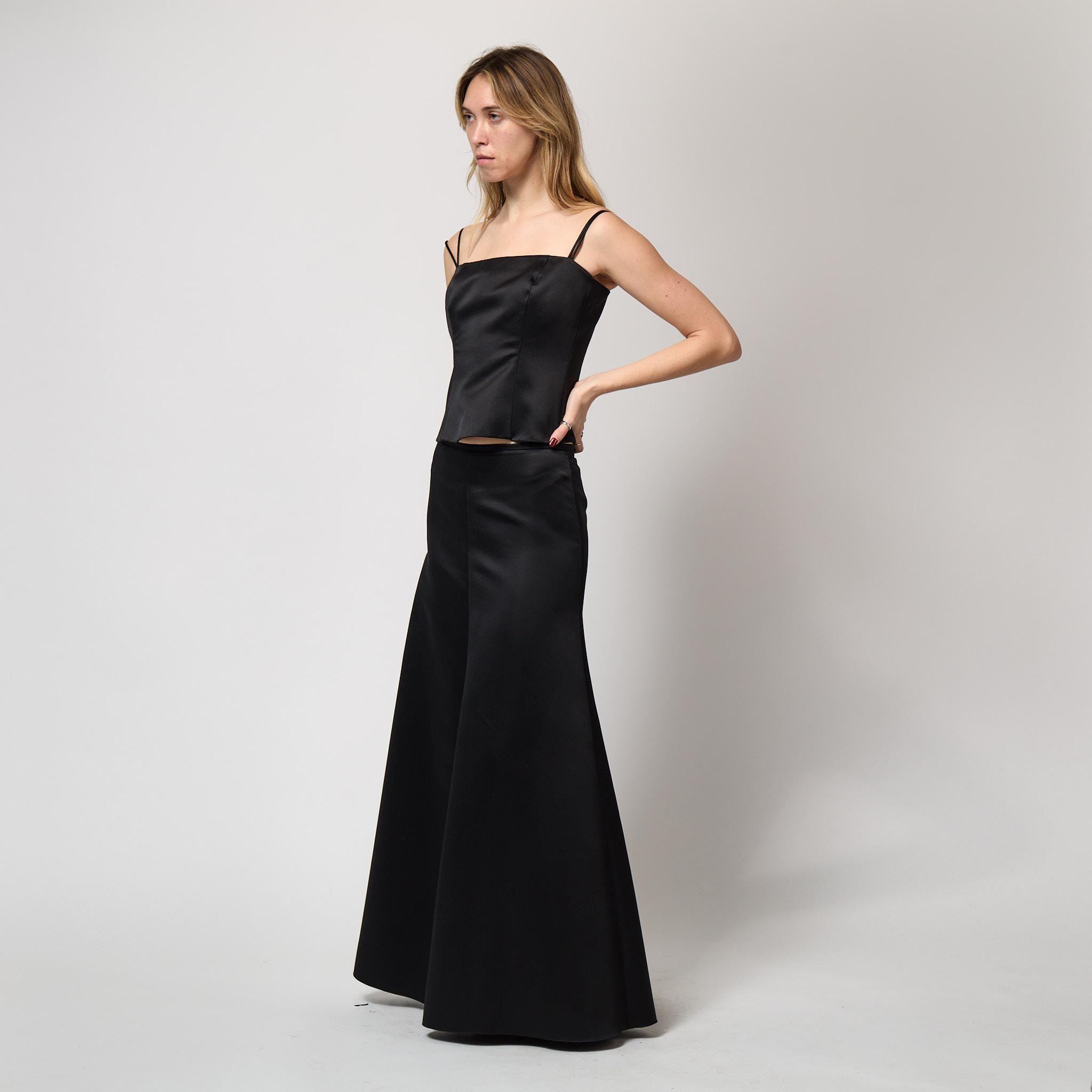 2006 Armani Collezioni Black Satin Bustier Top and Maxi-skirt - Etsy