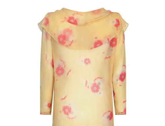 1920s Yellow Chiffon Floral Dress - image 8