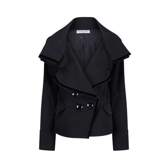 2005 Christian Dior Black Waterfall Double-breasted Jacket With