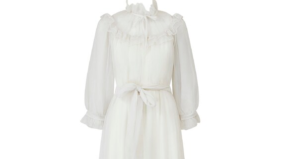 1970s Vera Mont White Georgette Maxi Dress - image 5