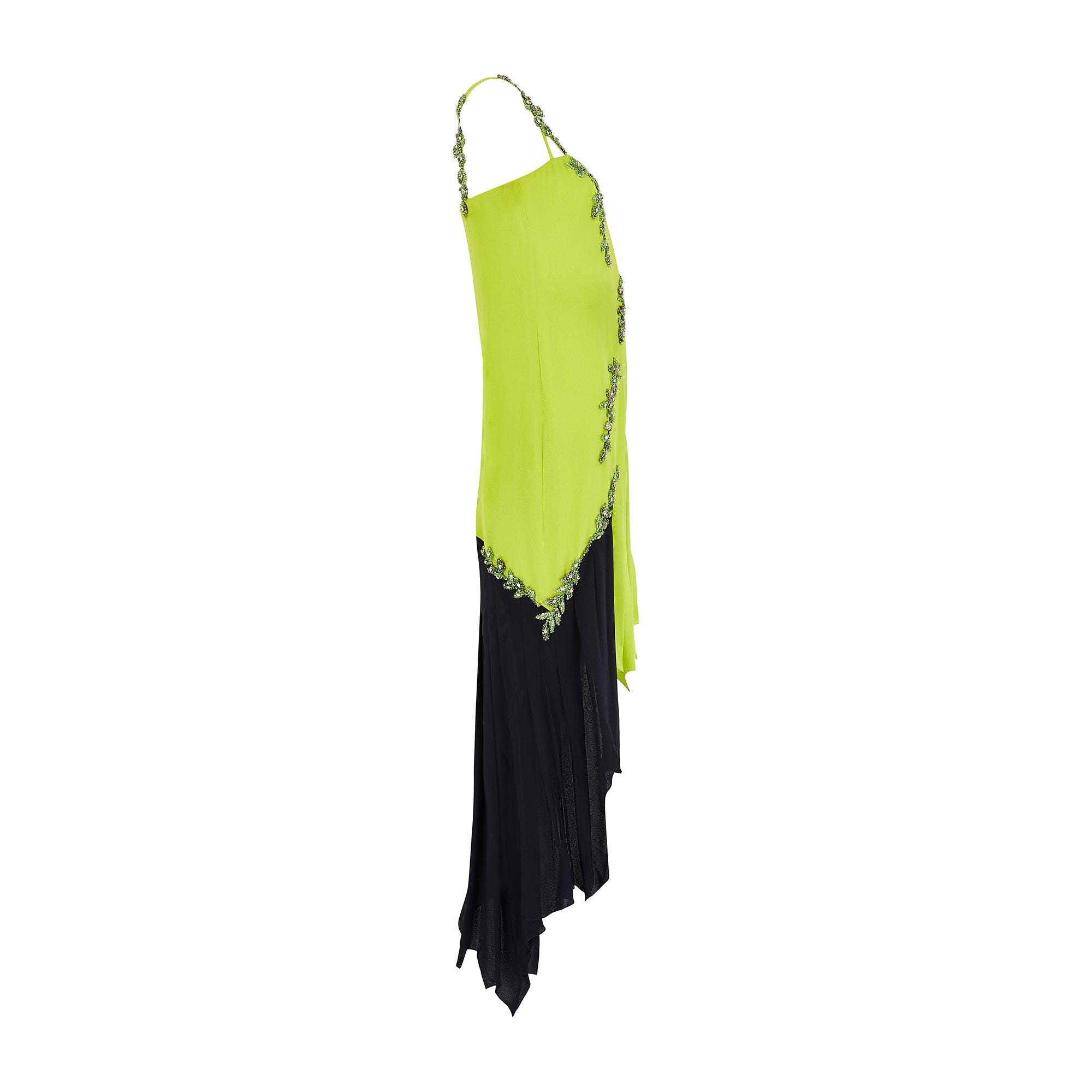 1997 Runway Documented Versace Lime Green Embellished Dress - Etsy