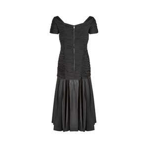 1950s Ceil Chapman Black Taffeta and Ruched Silk Jersey Dress image 3