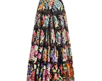 1940s Chiapas Black Net Maxi-skirt With Heavy Floral Embroidery - Etsy