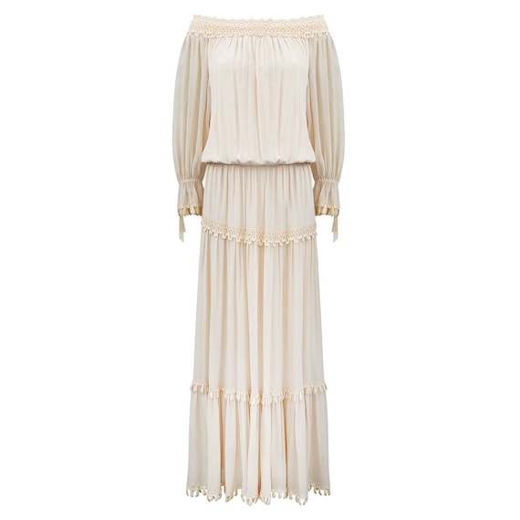 1977 Yves Saint Laurent Haute Couture Ivory Silk Crepe Dress - Etsy