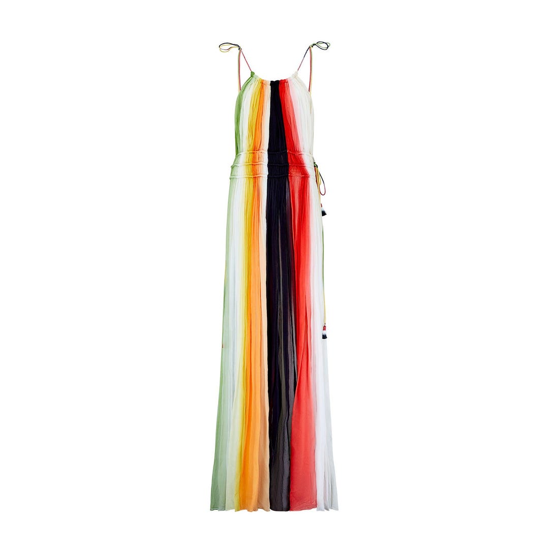 Chloe Runway Documented Rainbow Chiffon Maxi Dress