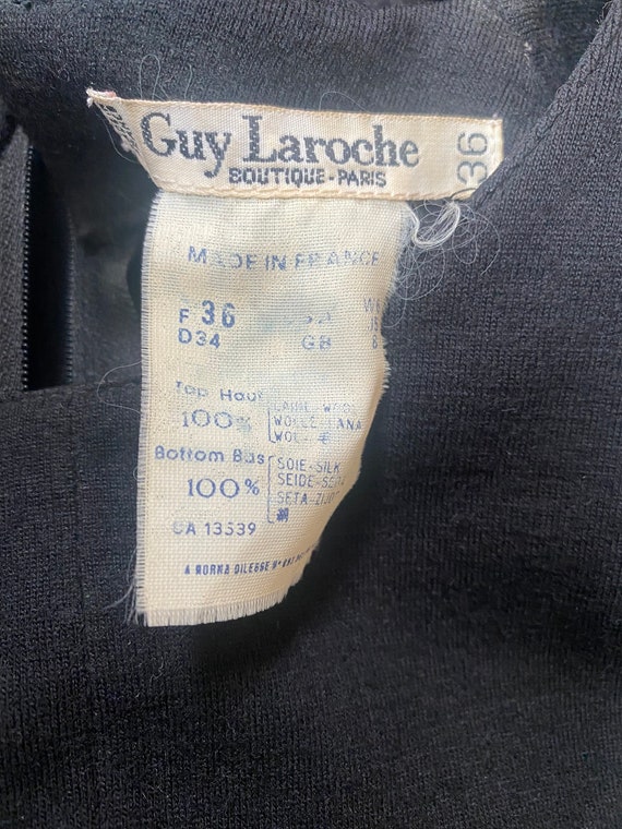 1980s Guy Laroche Black Wool and Silk Taffeta Dre… - image 7
