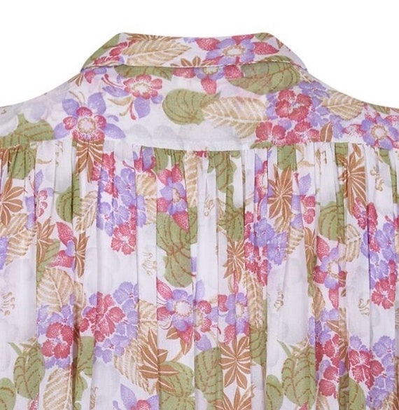 1970s Jeff Banks Floral Chiffon and Lace Blouse - image 4