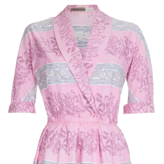 1950s Horrockses Pink Cotton Leaf Print Dress - image 3