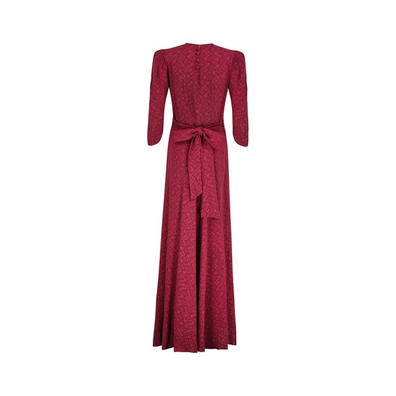 1930s or 1940s Floral Burgundy Crepe Dress - image 3