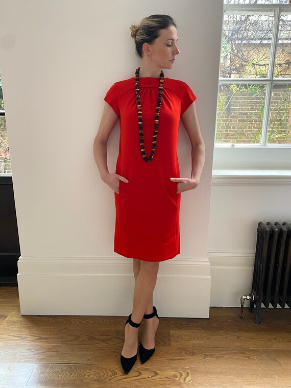 1960s Geoffrey Beene Red Jersey Shift Dress 1960s Geoffrey Beene Red Jersey Shift Dress