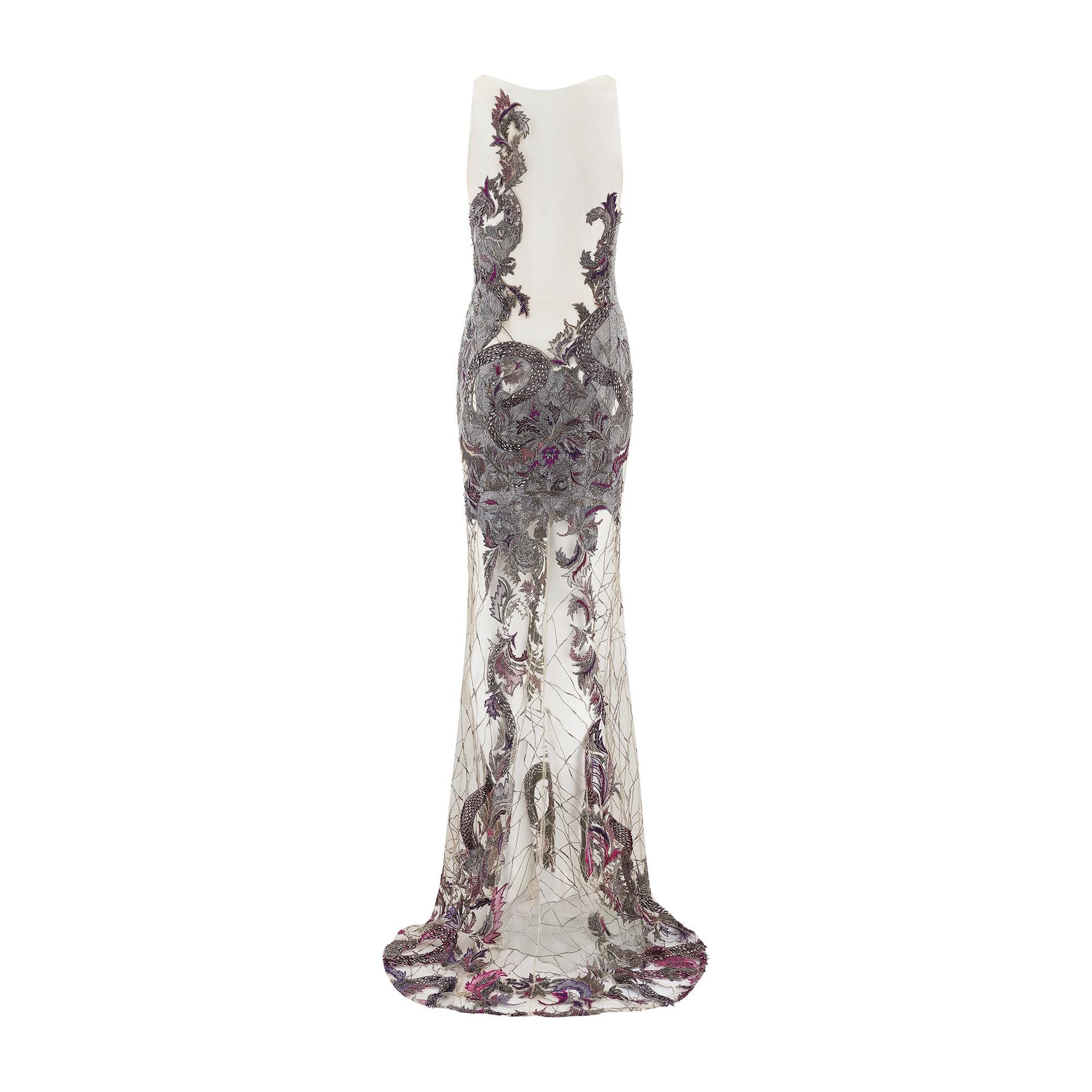 silver julien macdonald dress Julien Macdonald Runway Purple and Silver Sequin and Beaded Dress