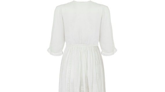 1910s White Cotton Dress With Satin Work and Filet Lace Inserts - Etsy 