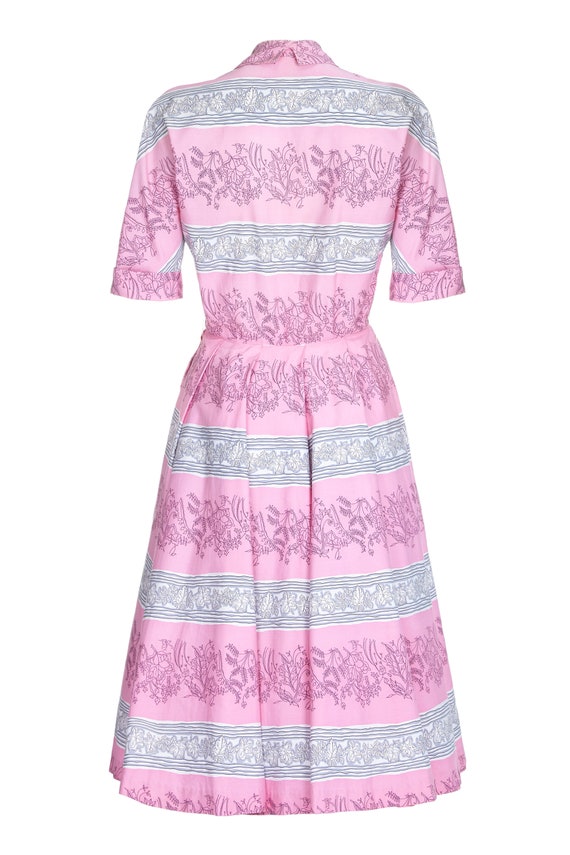 1950s Horrockses Pink Cotton Leaf Print Dress - image 2