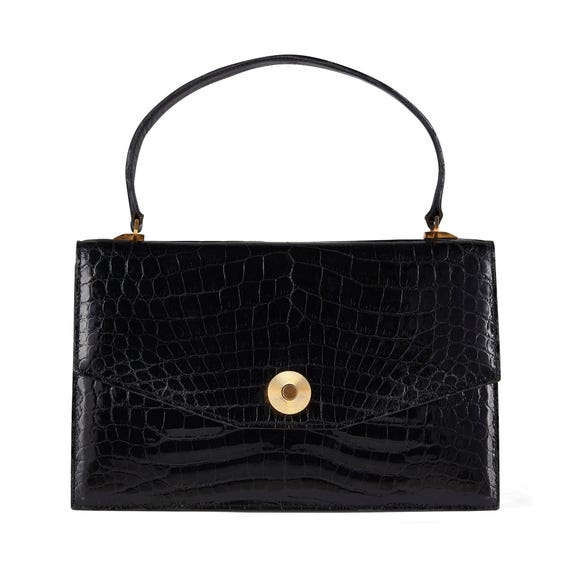 1960s Black Asprey Top Handle Leather Bag - Etsy