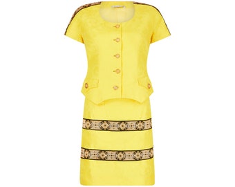 Gianni Versace Couture Geel pak met barokrok uit de jaren 90